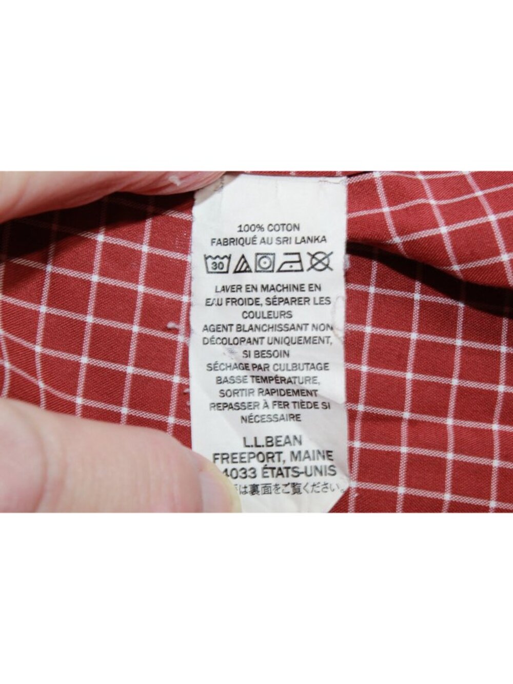LL Bean Wrinkle Free Kennebunk Sport Shirt Check Office Preppy Casual Red L Tall - Picture 9 of 10
